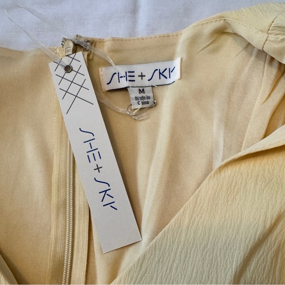 NEW She + Sky Medium Yellow Ruffle Romper ~ Feminine Flirty Coquette - Picture 7 of 8